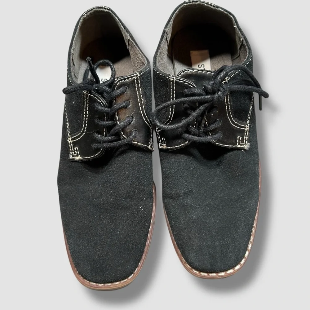 Steve Madden Bfold Oxfords Little Boy 1 Lace Up Faux Suede Black Dress Shoes